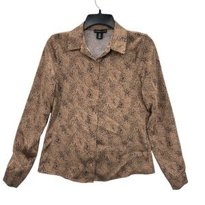 Sincerely Jules Leopard Print Button Down Shirt‎ Women's S Office Quiet Luxury